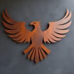 Dekoracja ścienna metalowa Eagle Power – dynamiczny orzeł w locie, stal corten.