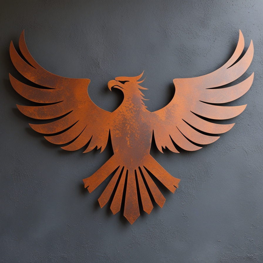 Dekoracja ścienna metalowa Eagle Power – dynamiczny orzeł w locie, stal corten.