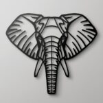 Metalowa dekoracja ścienna – głowa słonia geometryczna, czarna stal