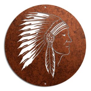 Dekoracja metalowa Indian Head Spirit, stal corten