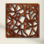 Panel dekoracyjny ażurowy Rusty Branches z metalu, nieregularny wzór przypominający gałęzie w wykończeniu corten