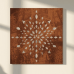 Panel dekoracyjny ażurowy Corten Frost z metalu, wzór inspirowany śnieżynką w wykończeniu corten