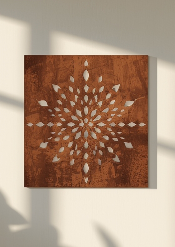 Panel dekoracyjny ażurowy Corten Frost z metalu, wzór inspirowany śnieżynką w wykończeniu corten