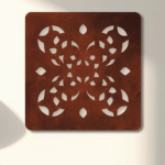 Panel dekoracyjny ażurowy Rustica Simple z metalu, prosty kwiatowy wzór w wykończeniu corten