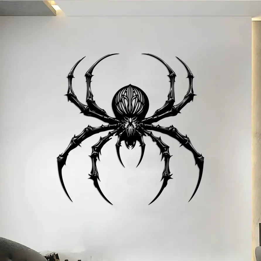 Dekoracja ścienna metalowa Black Spider – czarna, ozdobny pająk w nowoczesnym stylu.