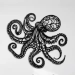 Dekoracja metalowa ośmiornica – czarna ozdoba ścienna ze stali ciętej laserowo.