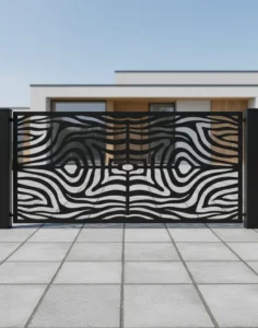 Panel ogrodzeniowy metalowy Zebra – czarny wzór inspirowany paskami zebry