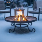 Palenisko ogrodowe stalowe dekoracyjne 60 cm z kutymi nogami i ornamentem, ręczna robota