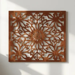 Panel Dekoracyjny Metalowy Pałacowy Wzór z symetrycznym ornamentem i centralnym motywem kwiatowym