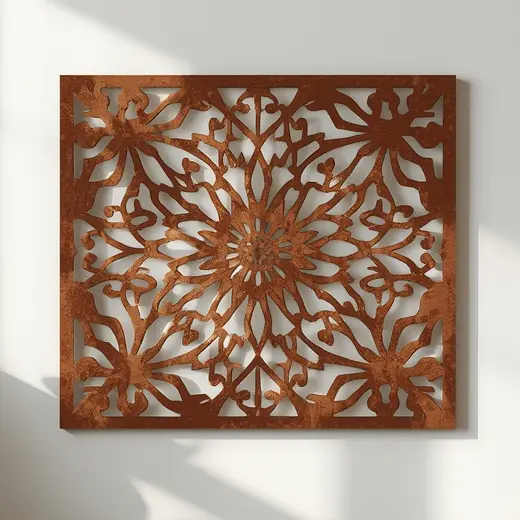 Panel Dekoracyjny Metalowy Pałacowy Wzór z symetrycznym ornamentem i centralnym motywem kwiatowym