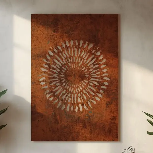 Panel dekoracyjny metalowy Rozkwit z kwiatowym wzorem przypominającym pełny rozkwit kwiatu.