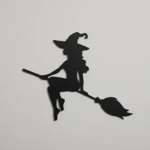 Metalowa dekoracja ścienna wiedźma na miotle – Halloween