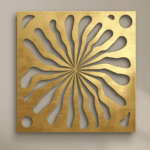 Panel dekoracyjny ażurowy Złoty Promień z metalu, wzór promieniście rozchodzących się linii, złoty