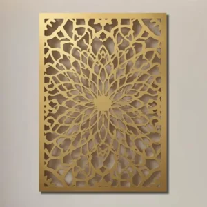 Panel Dekoracyjny Metalowy Złoty Kwiat – elegancki złoty wzór kwiatowy na metalowej płycie