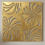 Panel dekoracyjny ażurowy Flora Lux z metalu, wzór kwiatów w złotym wykończeniu