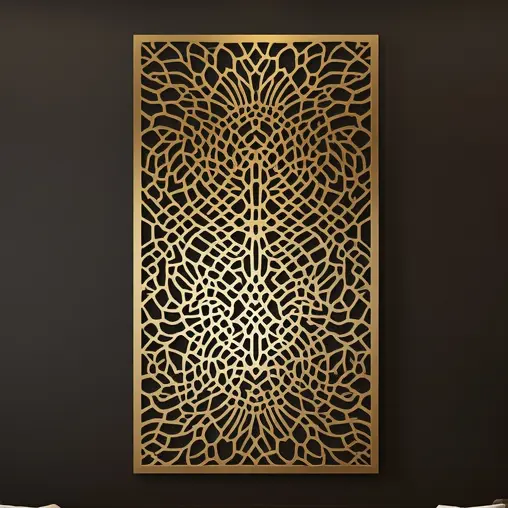 Panel dekoracyjny metalowy Royal Mandala – złoty, z symetrycznym wzorem inspirowanym mandalą.