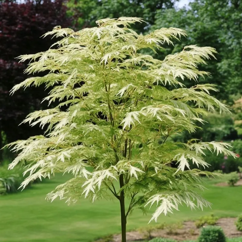 Acer palmatum ‘Butterfly’ – pstra, drobna odmiana.