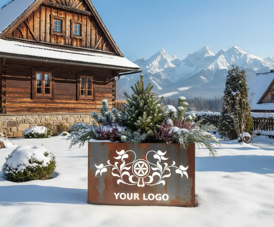 Donica LED góralska Rozeta z personalizowanym logo