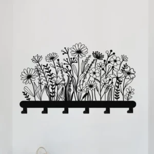 Metalowy wieszak ścienny Kwiatowa Kompozycja z motywem polnych kwiatów
