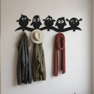 Metalowy wieszak ścienny Wesołe Ptaszki na ubrania
