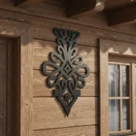 metalowa dekoracja ścienna w kształcie tradycyjnej parzenicy, czarna stal wycinana laserowo, styl góralski
