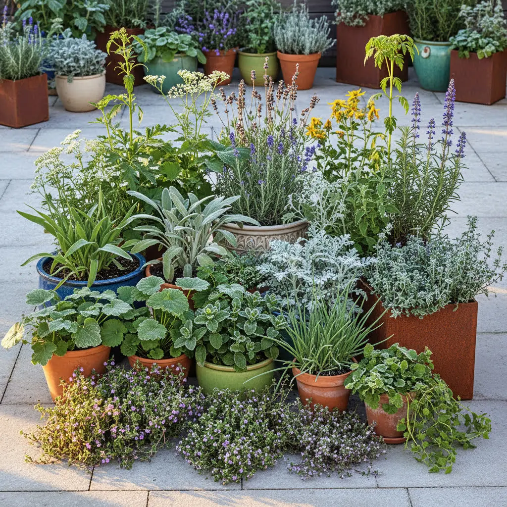 Zioła mrozoodporne w donicach zimą – tymianek, oregano, mięta, szałwia, cząber i inne gatunki zimujące na zewnątrz