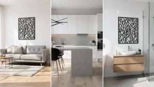 Metalowe dekoracje ścienne w salonie, kuchni i łazience – nowoczesne wnętrza bez śladów rdzy