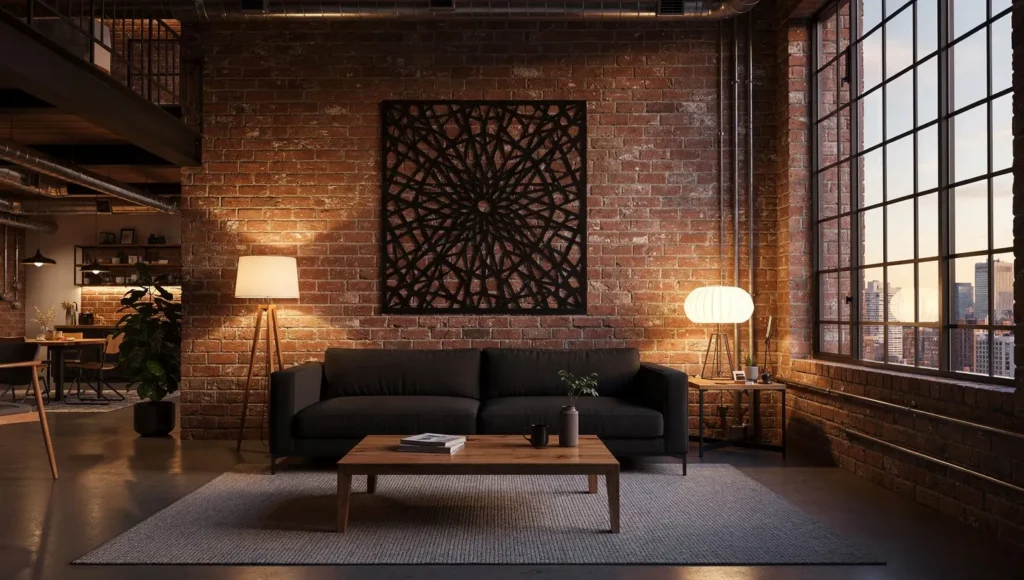 dekoracje loft – dekoracje ścienne metalowe do salonu w stylu loft