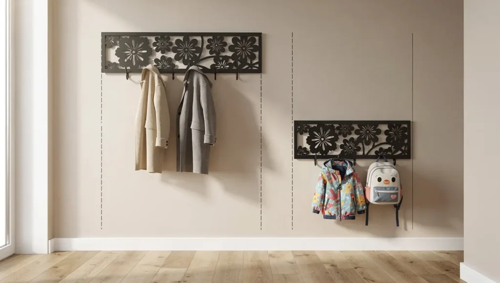 Na jakiej wysokości powiesić wieszak ścienny w przedpokoju – wyższy dla dorosłych i niższy dla dzieci