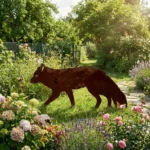 Dekoracja ogrodowa lis do wbicia w ziemię Leśny Lis – metalowa sylwetka lisa w ogrodzie