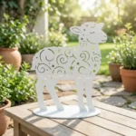 Gwiezdny Baranek – wolnostojąca sylwetka ogrodowa z metalu z motywem gwiazd