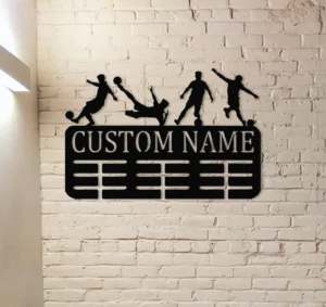 Personalizowany wieszak na medale piłka nożna z własnym napisem