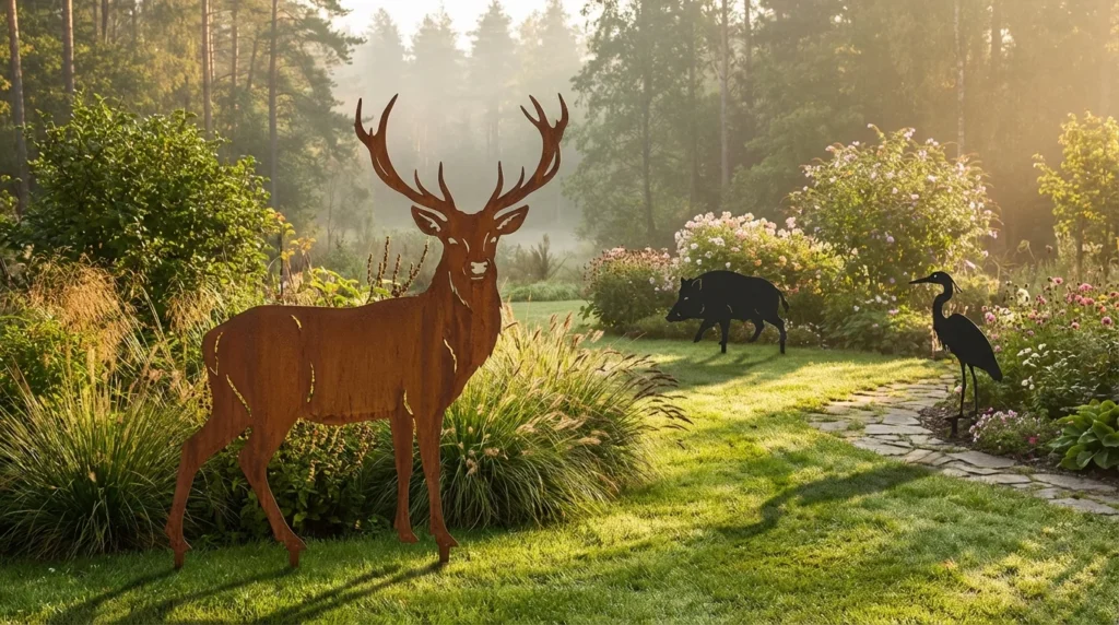 Zwierzęta w ogrodzie – metalowe dekoracje do wbicia w ziemię z motywami leśnych i dzikich zwierząt