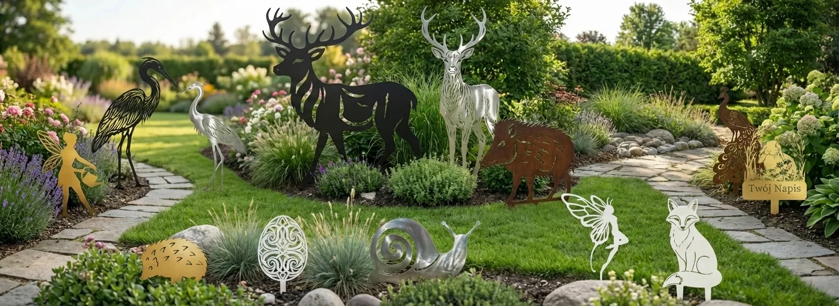 Dekoracje ogrodowe do wbicia w ziemię – metalowe ozdoby do rabat i trawników