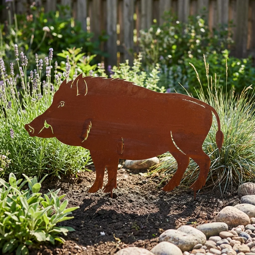 Ogrodowa dekoracja metalowa Warchlak Dekoracyjny do wbicia w ziemię na rabacie