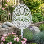 Ogrodowa dekoracja metalowa Ogrodowe Jajo Ornament Premium do wbicia w ziemię na rabacie