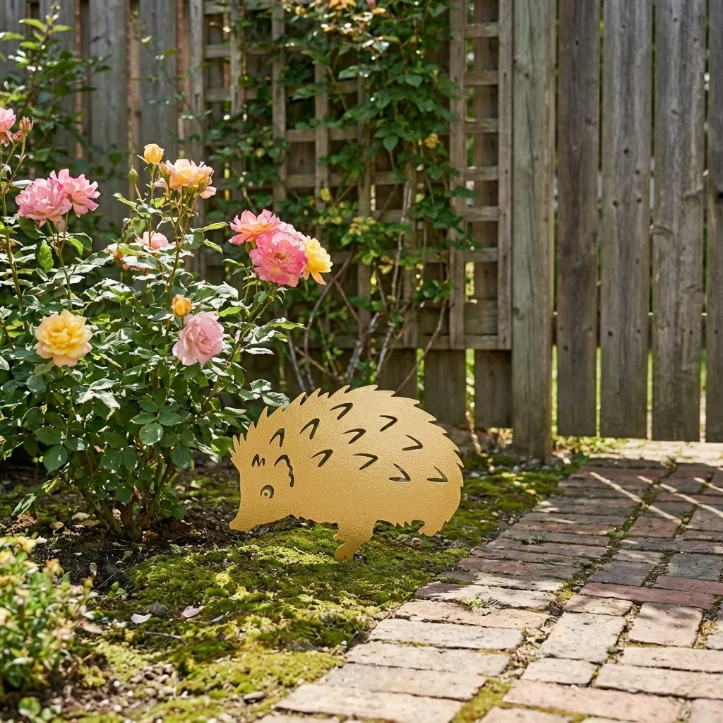 Ogrodowa dekoracja metalowa Leśny Jeż Dekoracyjny do wbicia w ziemię na rabacie