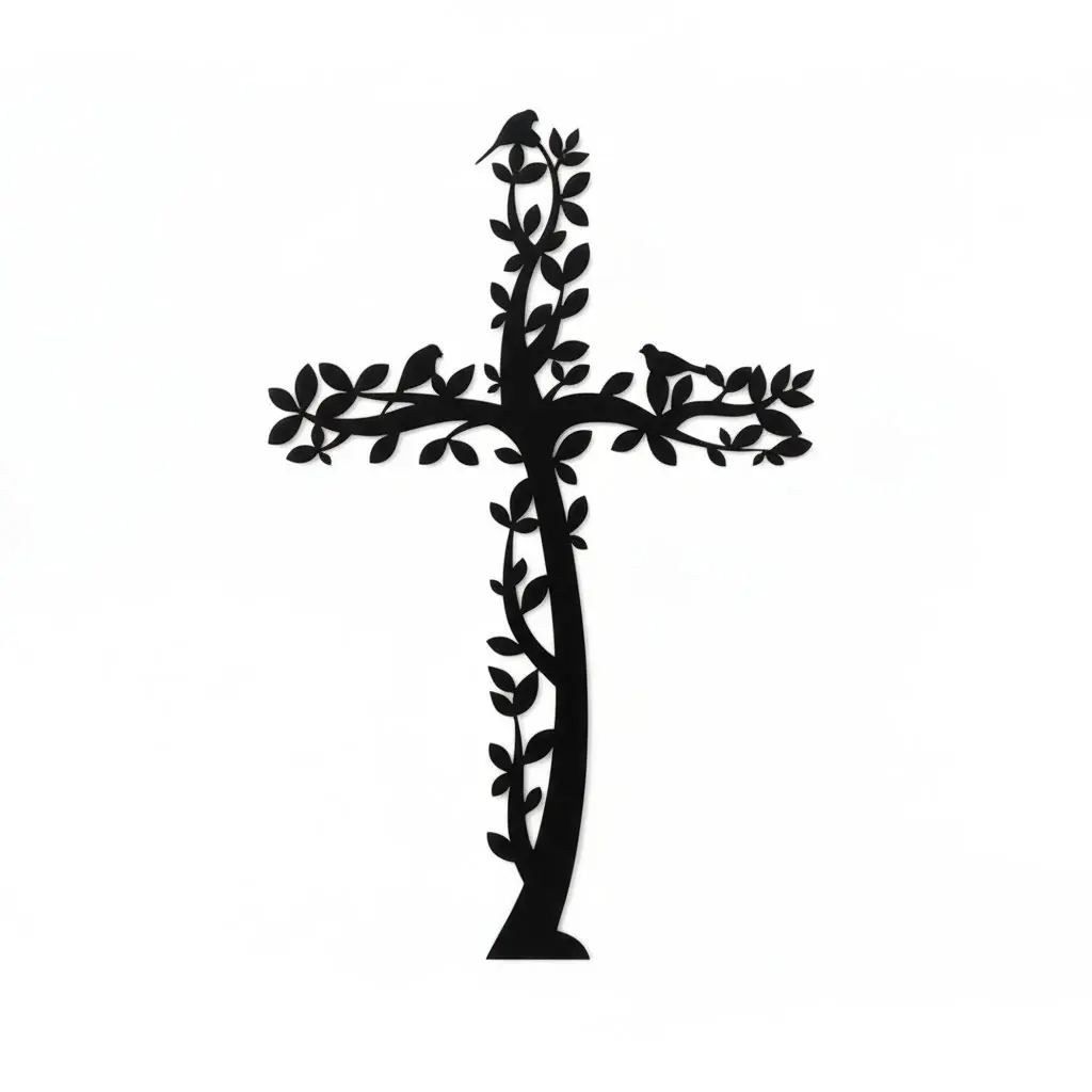 Krzyż metalowy na ścianę Drzewo Życia z ptakami – dekoracja stalowa
