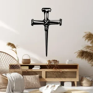 Krzyż metalowy na ścianę – nowoczesna minimalistyczna dekoracja z metalu
