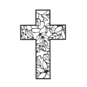 Krzyż metalowy na ścianę ażurowy – dekoracyjna metalowa ozdoba ścienna