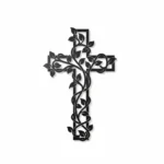 Krzyż metalowy na ścianę z motywem pnącza – dekoracyjny krzyż z metalu