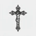 Krzyż metalowy na ścianę z wizerunkiem Ukrzyżowanego Chrystusa – czarna dekoracja z metalu