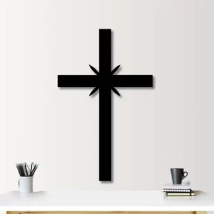 Minimalistyczny krzyż metalowy na ścianę – nowoczesna dekoracja religijna