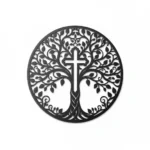 Krzyż metalowy na ścianę Drzewo Życia w okrągłej formie – dekoracja z metalu