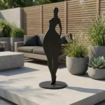 Muse wolnostojąca sylwetka artystyczna – minimalistyczna dekoracja z metalu w czarnym wykończeniu