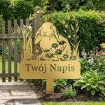 Dekoracja ogrodowa z napisem do wbicia w ziemię Witaj w Ogrodzie – personalizowana tabliczka z króliczkiem