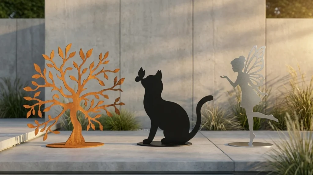 Corten, czarna stal i stal nierdzewna – porównanie metali w dekoracjach ogrodowych wolnostojących