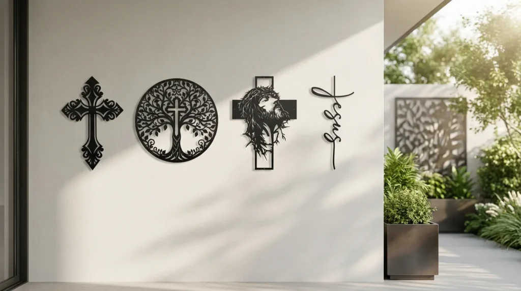 Nowoczesne krzyże metalowe na ścianę – zestaw inspiracji do domu i ogrodu