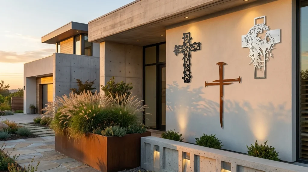 Krzyż metalowy na elewację i do ogrodu – inspiracje dla wykończeń stalowych i corten