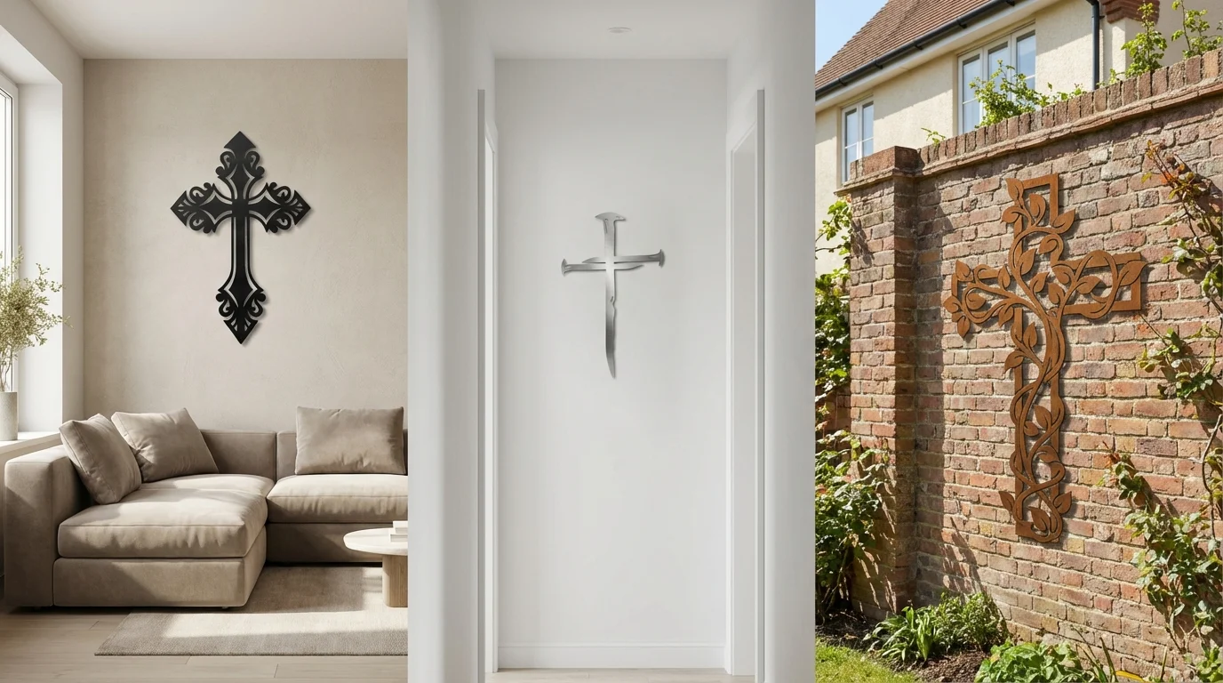 Jaki rozmiar krzyża na ścianę wybrać – proporcje do salonu, korytarza i elewacji